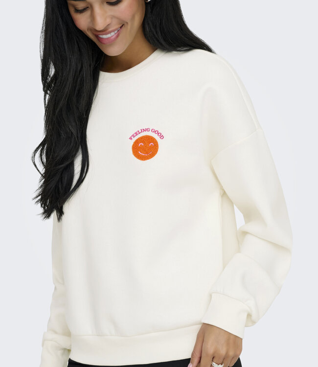 ONLY Pull SWEATER DAZE TERRY BACK PRINT ONLY CLOUD DANCER