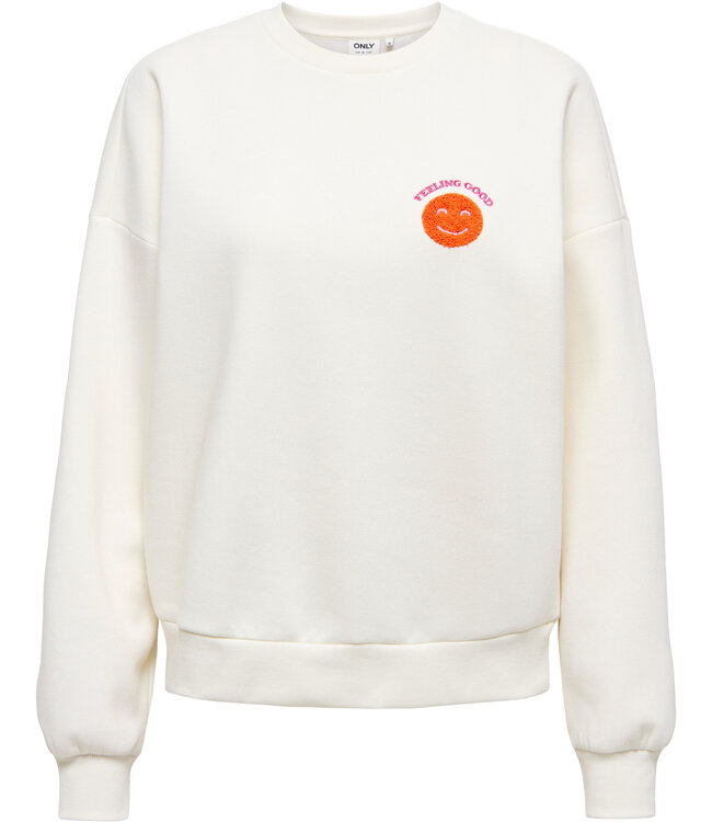 ONLY Pull SWEATER DAZE TERRY BACK PRINT ONLY CLOUD DANCER