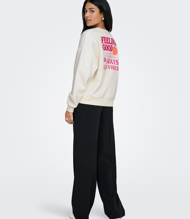 ONLY Pull SWEATER DAZE TERRY BACK PRINT ONLY CLOUD DANCER