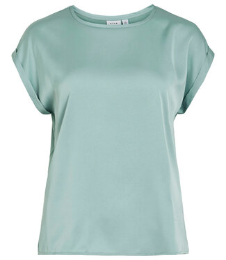 VILA T-Shirt ELLETTE SATIN O-NECK VILA BLUE SURF