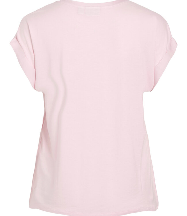 VILA T-Shirt ELLETTE SATIN O-NECK VILA CHERRY BLOSSEM