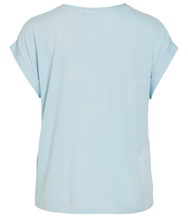 VILA T-Shirt ELLETTE SATIN O-NECK VILA NANTUCKET BREEZE
