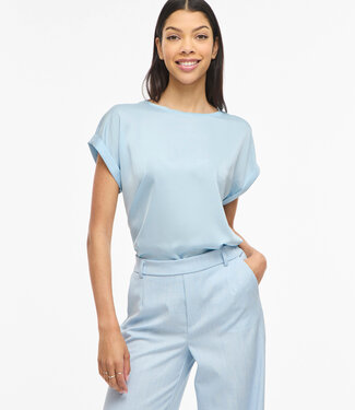 VILA T-Shirt ELLETTE SATIN O-NECK VILA NANTUCKET BREEZE