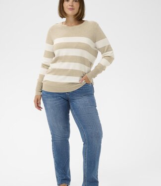 KAFFE CURVE Pull LIZZY STRIPED KNIT FEATHER GRAY 108924