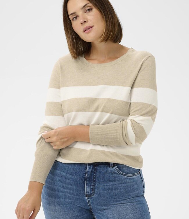 KAFFE CURVE Pull LIZZY STRIPED KNIT FEATHER GRAY 108924