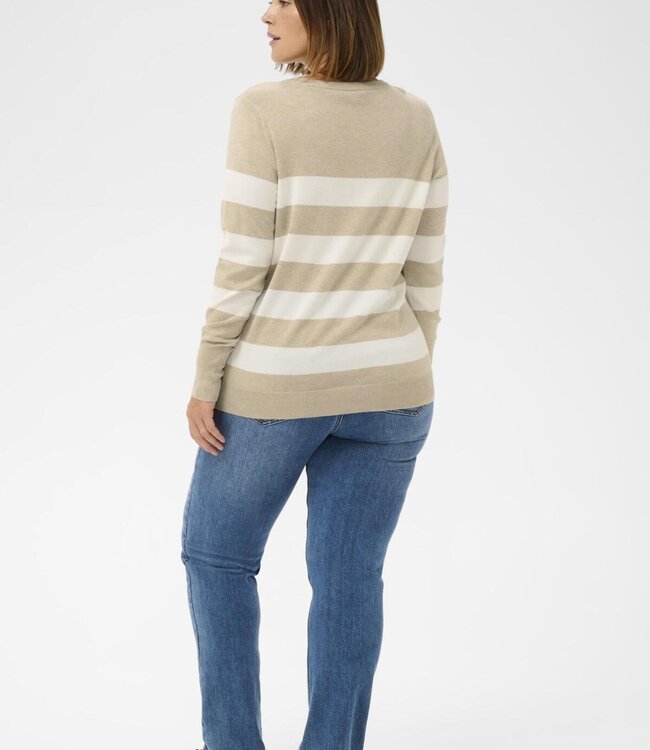 KAFFE CURVE Pull LIZZY STRIPED KNIT FEATHER GRAY 108924