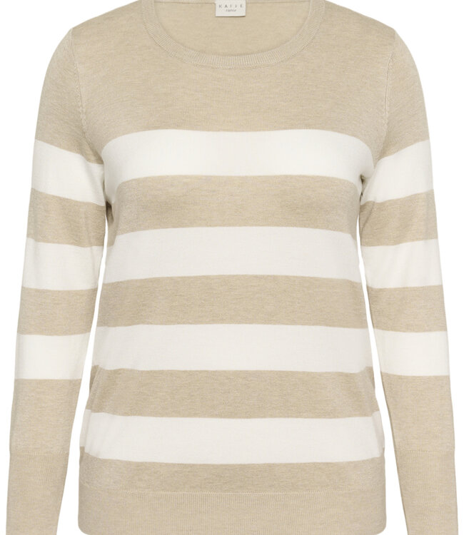 KAFFE CURVE Pull LIZZY STRIPED KNIT FEATHER GRAY 108924
