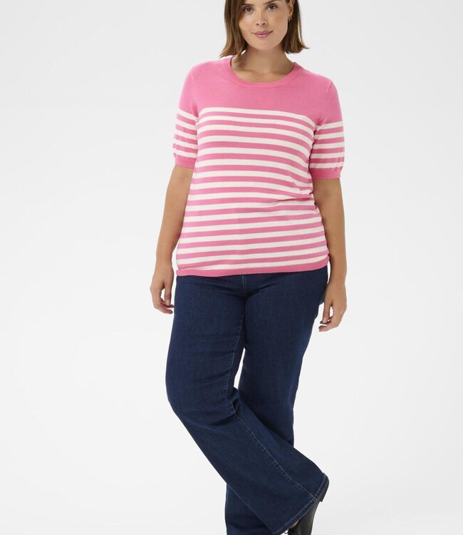 KAFFE CURVE Pull LIZZY STRIPED KAFFE CURVE PINK HALF STRIPE 108978