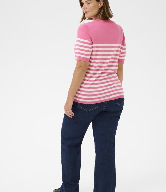 KAFFE CURVE Pull LIZZY STRIPED KAFFE CURVE PINK HALF STRIPE 108978