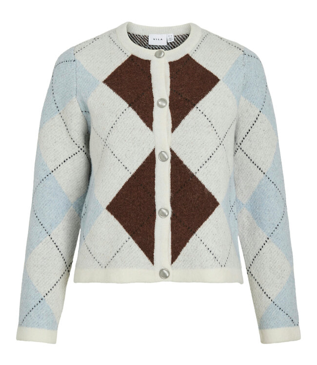 VILA Vest CARDIGAN KAYLA CHECK VILA CHERRY MAHOGANY