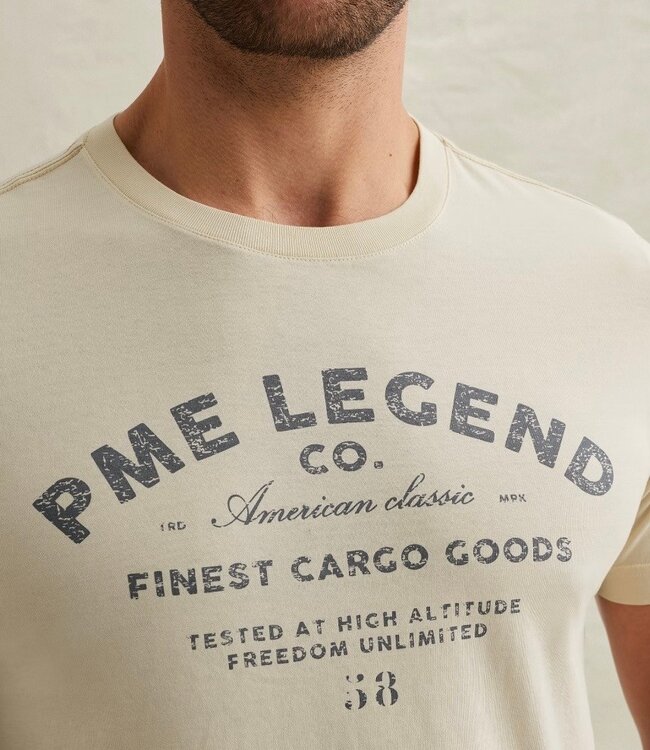 PME LEGEND T-Shirt PLAY SINGLE GRAPHIC PME LEGEND BONE WHITE