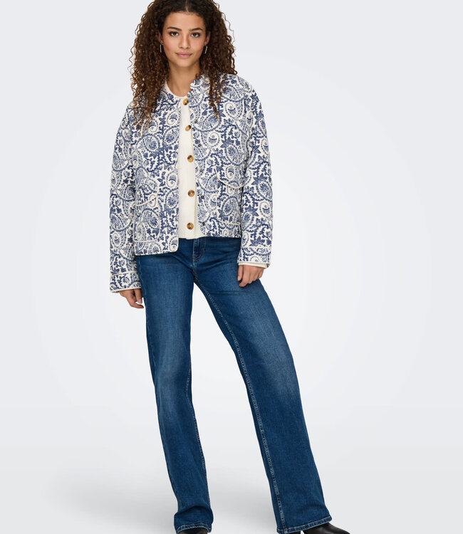 ONLY Vest QUILTED HALLIE ONLY BLUE TILE PRINT