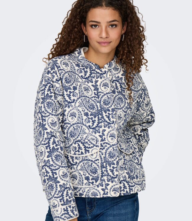 ONLY Vest QUILTED HALLIE ONLY BLUE TILE PRINT