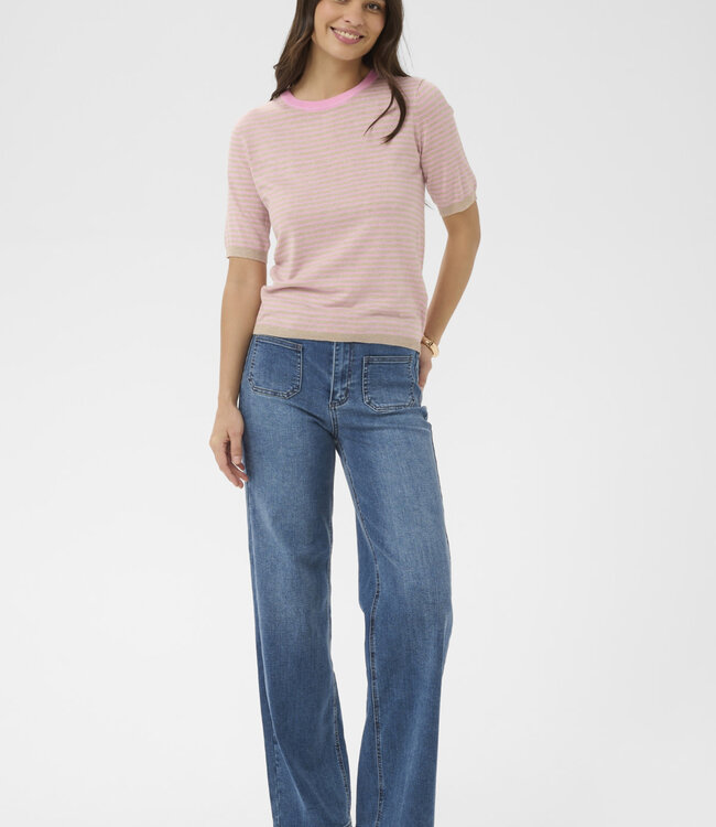 KAFFE T-Shirt LIZZA STRIPED KAFFE SPRING FEATHER WITH PINK 109161