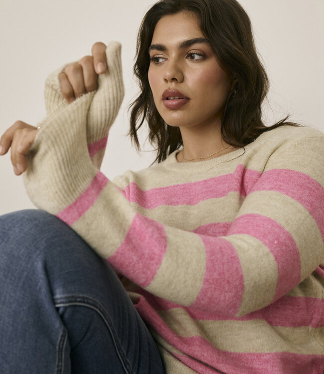 KAFFE CURVE Pull NIELA STRIPED KAFFE CURVE FEATHER GRAY 108950