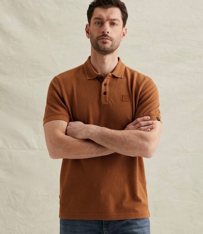 PME LEGEND Polo POPCORN JERSEY PME LEGEND GLAZED GINGER
