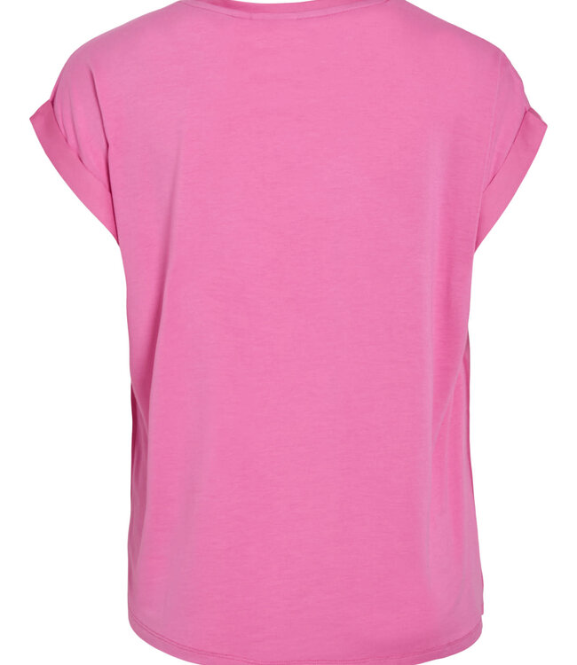 VILA T-Shirt ELLETTE SATIN O-NECK VILA FIJI FLOWER