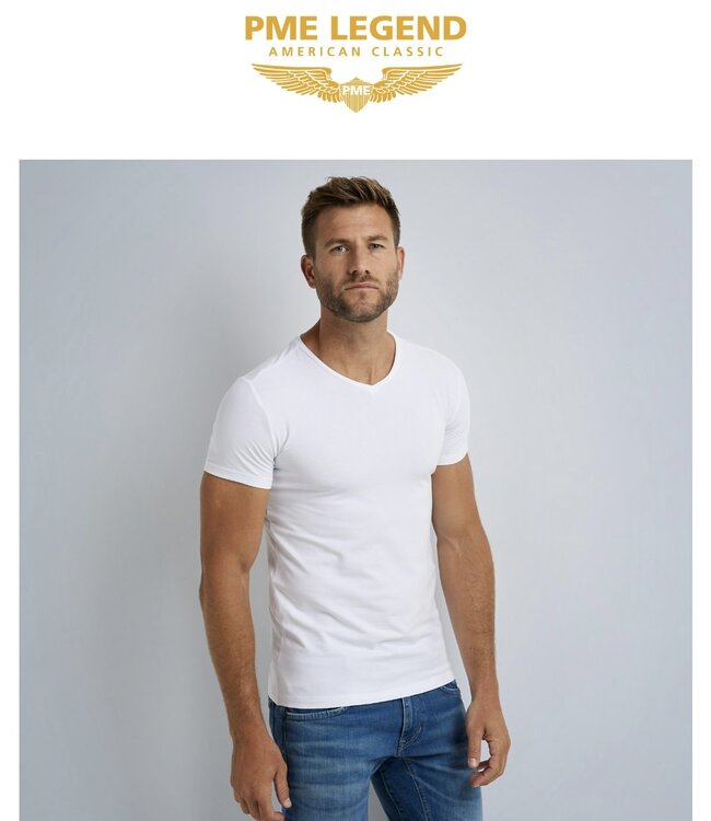 PME LEGEND T shirt 2 Pack V-Hals PME LEGEND WHITE