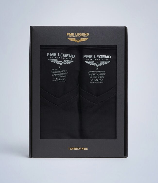 PME LEGEND T shirt 2 Pack V-Hals PME LEGEND BLACK