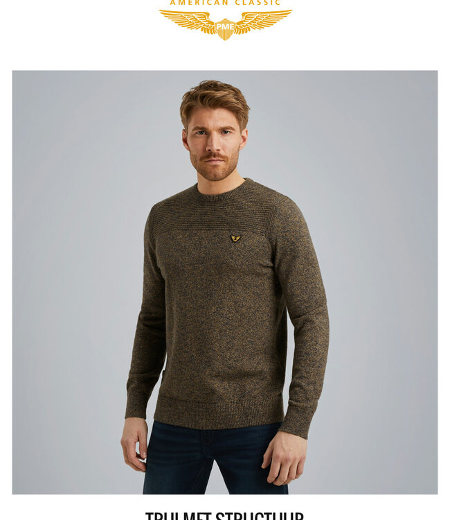 PME LEGEND Pull R-NECK 3 COLOUR MOULINE PME LEGEND OBSIDIAN