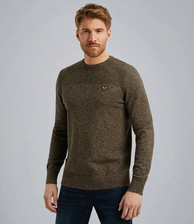 PME LEGEND Pull R-NECK 3 COLOUR MOULINE PME LEGEND OBSIDIAN