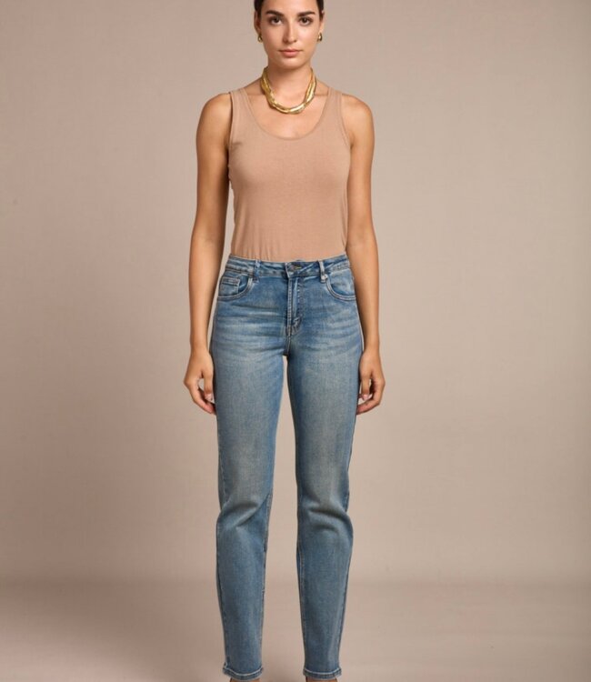 TOXIK3 Broek JEANS STRAIGHT FIT BAROK ZAKJE TOXIK3 MEDIUM BLUE L21368