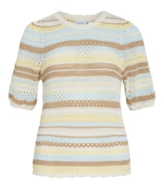 VILA Pull MINA STRIPE VILA PASTEL YELLOW