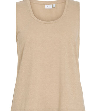 VILA Top LUXI GLITTER U-NECK VILA AMBER BIRCH