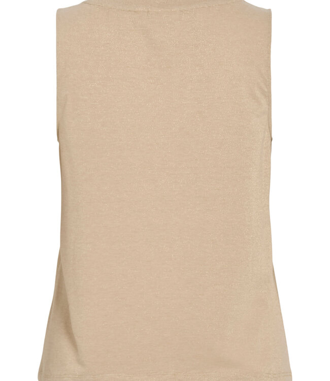 VILA Top LUXI GLITTER U-NECK VILA AMBER BIRCH