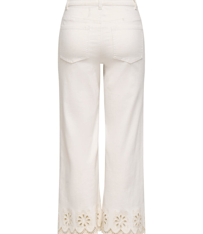 ONLY Broek MADISON CROP BORDERIE ONLY WHITE DENIM