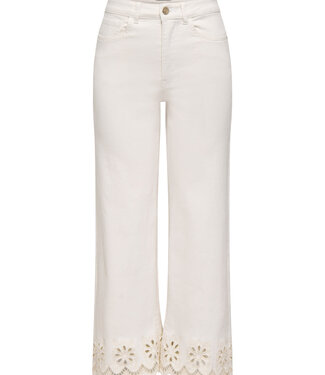 ONLY Broek MADISON CROP BORDERIE ONLY WHITE DENIM