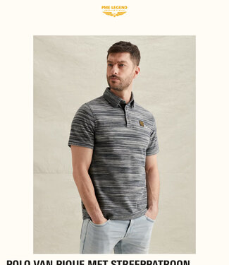 PME LEGEND Polo PIQUE MET STREEPPATROON PME LEGEND CARBON