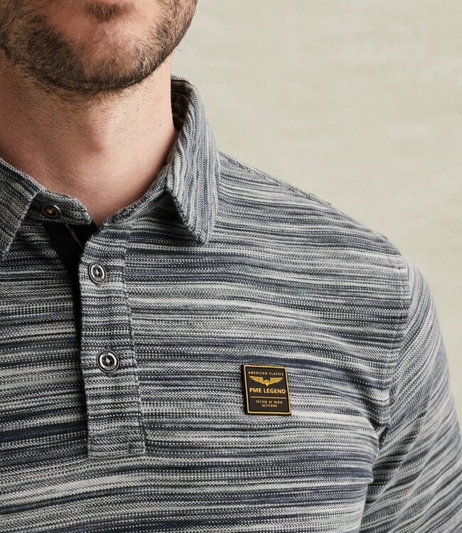 PME LEGEND Polo PIQUE MET STREEPPATROON PME LEGEND CARBON