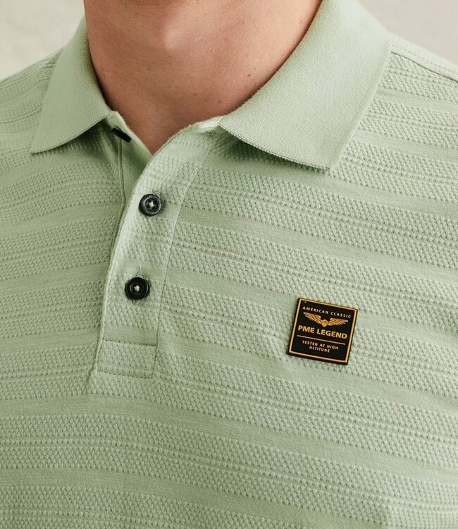 PME LEGEND Polo JERSEY MET STREEPPATROON PME LEGEND CAMEO GREEN
