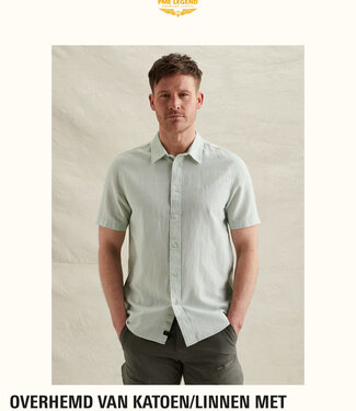 PME LEGEND Hemd SHORT SLEEVE COTTON/LINNEN PME LEGEND CAMEO GREEN