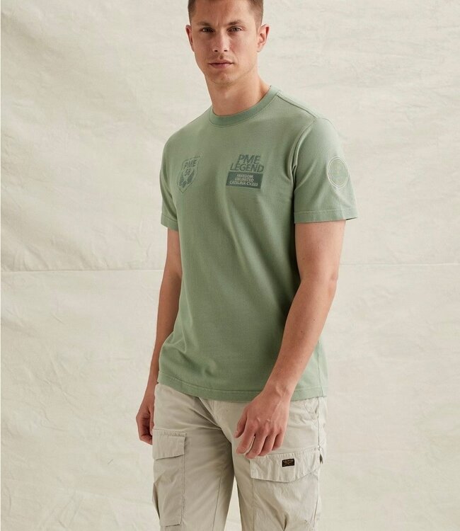PME LEGEND T-Shirt WAFFLE JERSEY PME LEGEND ICEBERG GREEN