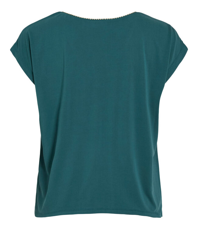 VILA T-Shirt MODALA NEW GLITTER V-NECK VILA ATLANTIC DEEP