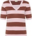 KAFFE Pull REGINA STRIPE V-NECK KAFFE HENNA