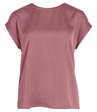 VILA T-Shirt ELLETTE SATIN O-NECK VILA NOSTALGIE ROSE