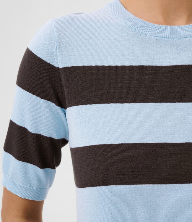 KAFFE T-Shirt LIZZA STRIPED KAFFE BLUE FOG/BROWN 109657