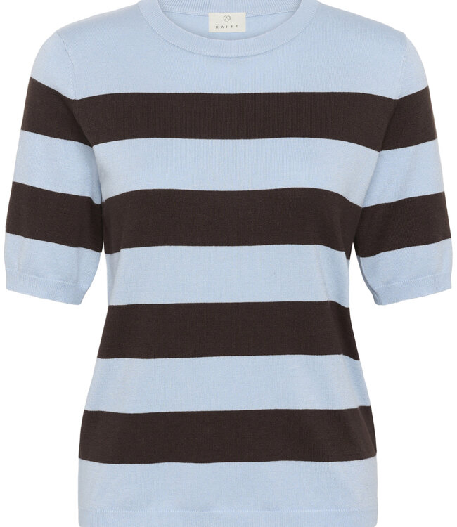 KAFFE T-Shirt LIZZA STRIPED KAFFE BLUE FOG/BROWN 109657
