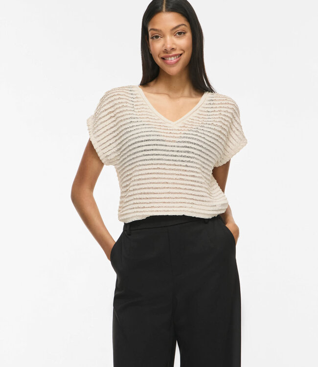 VILA T-Shirt LOGAN VILA V-NECK BIRCH