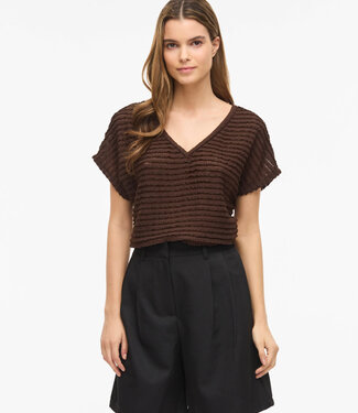 VILA T-Shirt LOGAN V-NECK VILA COFFEE BEAN