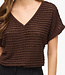 VILA T-Shirt LOGAN V-NECK VILA COFFEE BEAN