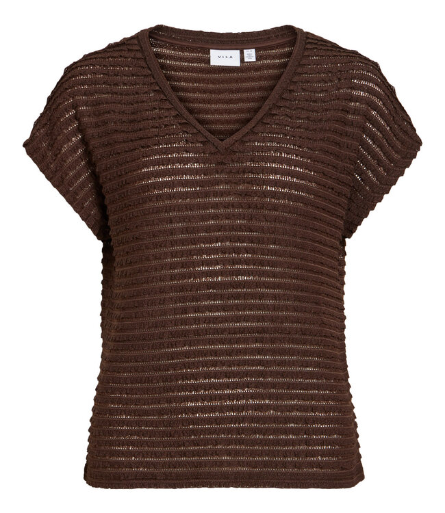 VILA T-Shirt LOGAN V-NECK VILA COFFEE BEAN