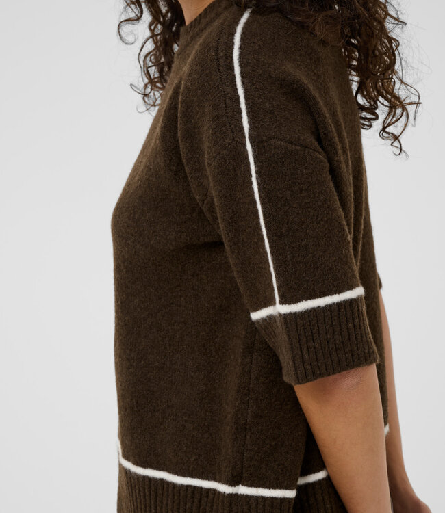 KAFFE Pull JINIE KNIT 1/2 SLEEVE KAFFE COFFEE BEAN 190915