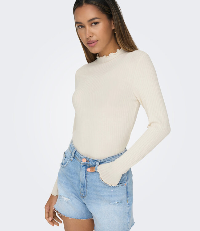 JDY T-Shirt FRANSISKA LANGE MOUW JDY WHITECAP GRAY