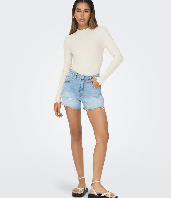 JDY T-Shirt FRANSISKA LANGE MOUW JDY WHITECAP GRAY