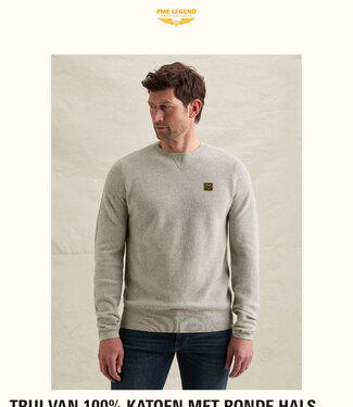 PME LEGEND Pull KATOEN MET RONDE HALS PME LEGEND LIGHT GREY