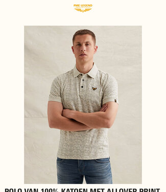 PME LEGEND Polo VAN KATOEN ALLOVER PRINT PME LEGEND BONE WHITE